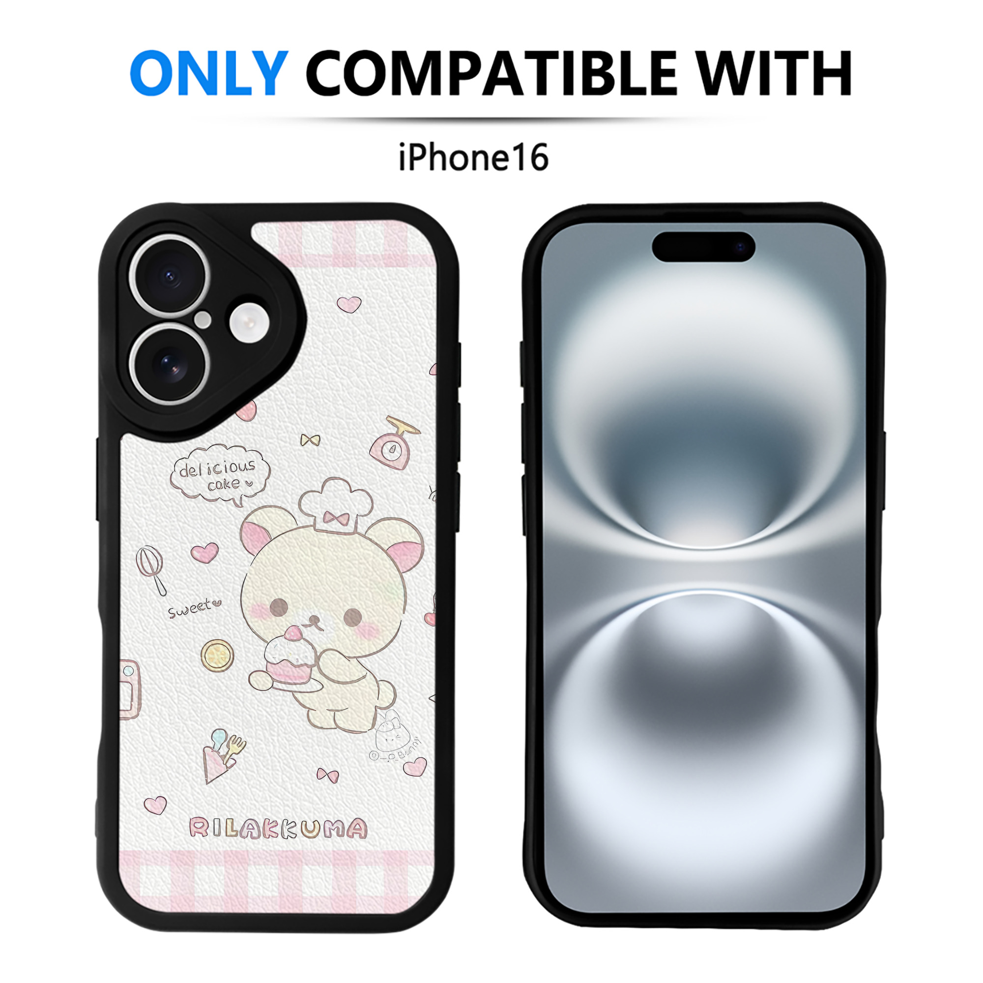 （画像用） リラックマ リラックマ キイロイトリ Rilakkuma Korilakkuma Kiiroitori 【iPhone 16シリーズ対応】シリコンスマホケース（レザー調） 材質：シリコン
